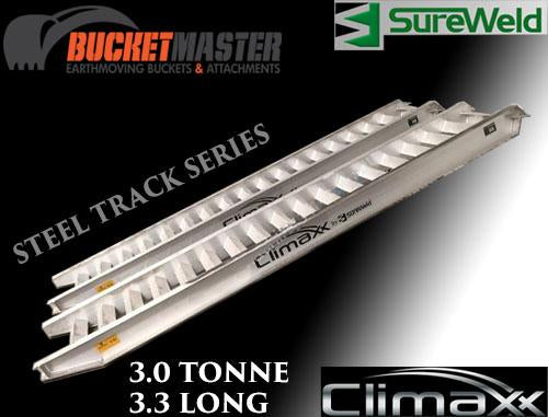 Sureweld 3 Tonne (3.3m) “Climaxx” T Series Aluminium Loading Ramps for Steel & Rubber Tracks