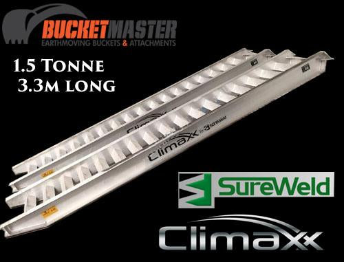Sureweld 1.5 Tonne “Climaxx” Aluminium Loading Ramps for Rubber Tracks & Rubber Tyres