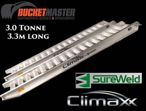 Sureweld 3.0 Tonne “Climaxx” Aluminium Loading Ramps for Rubber Tracks & Rubber Tyres