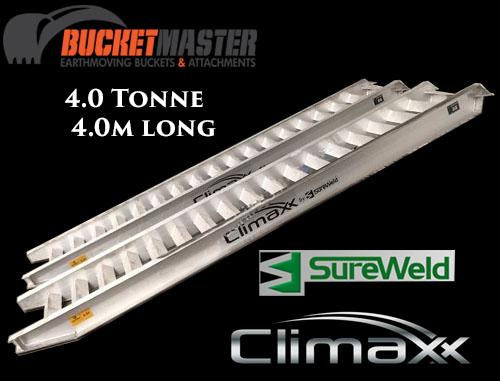 Sureweld 4.0 Tonne “Climaxx” Aluminium Loading Ramps for Rubber Tracks & Rubber Tyres