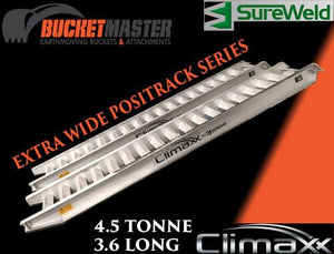 Sureweld 4.5 Tonne 3.6m Long "PTW Series" Extra Wide Loading Ramps for Rubber Tracks & Rubber Tyres