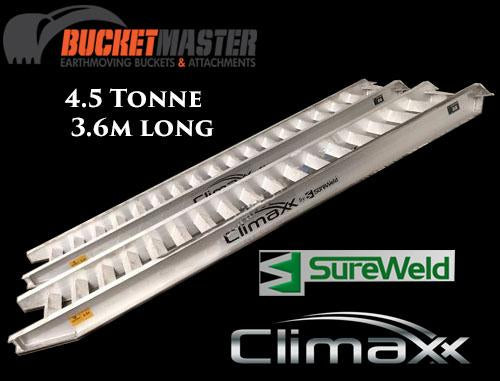 Sureweld 4.5 Tonne “Climaxx” Aluminium Loading Ramps for Rubber Tracks & Rubber Tyres