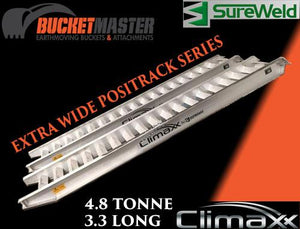 Sureweld 4.8 Tonne 3.3m Long "PT Series" Extra Wide Loading Ramps for Rubber Tracks & Rubber Tyres