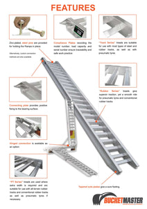 Sureweld 4.8 Tonne 3.3m Long "PT Series" Extra Wide Loading Ramps for Rubber Tracks & Rubber Tyres
