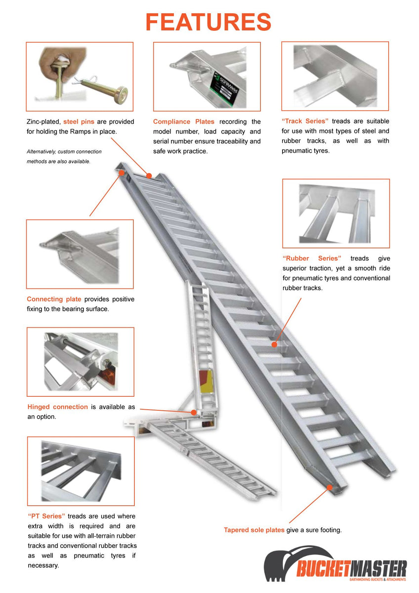 Sureweld 6 Tonne “Climaxx” Aluminium Loading Ramps for Rubber Tracks ...