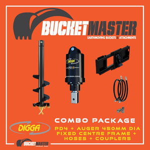 DIGGA AUGER COMBO PACKAGE - PD4 AUGER DRIVE+450Di AUGER +FIXED CENTRE FRAME - FOR SKID STEER