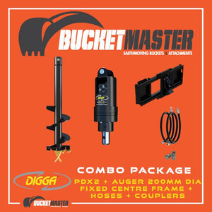 DIGGA AUGER COMBO PACKAGE - PDX2 AUGER DRIVE+200Di AUGER +FIXED CENTRE FRAME - FOR SKID STEER