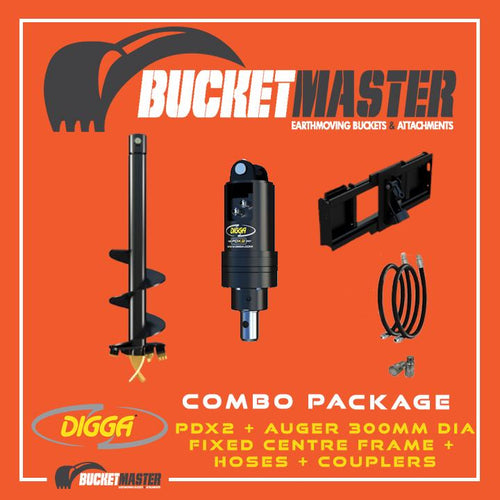 DIGGA AUGER COMBO PACKAGE - PDX2 AUGER DRIVE+300Di AUGER +FIXED CENTRE FRAME - FOR SKID STEER