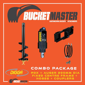 DIGGA AUGER COMBO PACKAGE - PDX AUGER DRIVE+200Di AUGER +FIXED CENTRE FRAME - FOR SKID STEER