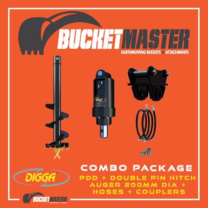 DIGGA AUGER COMBO PACKAGE - PDD AUGER DRIVE+200Di AUGER +DOUBLE PIN HITCH - FOR EXCAVATOR