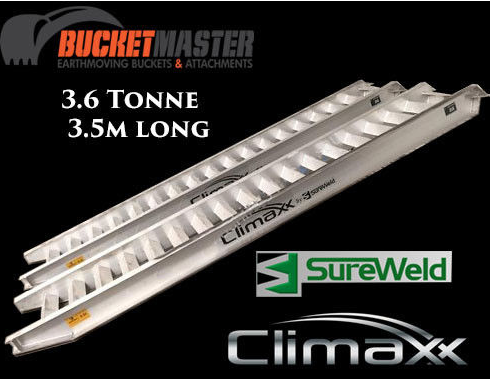 Sureweld 3.6 Tonne “Climaxx” Aluminium Loading Ramps for Rubber Tracks & Rubber Tyres