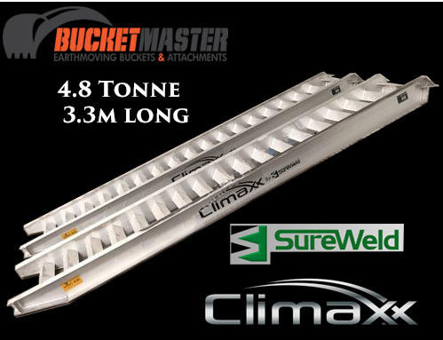 Sureweld 4.8 Tonne “Climaxx” Aluminium Loading Ramps for Rubber Tracks & Rubber Tyres