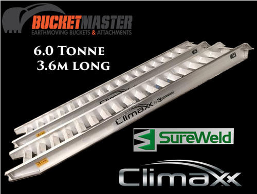 Sureweld 6 Tonne “Climaxx” Aluminium Loading Ramps for Rubber Tracks & Rubber Tyres